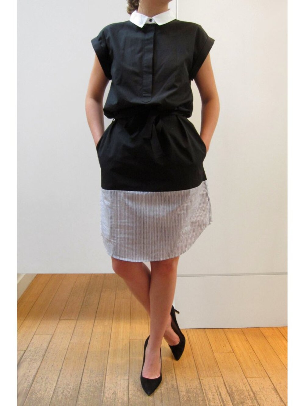Band of Outsiders Shirtdress in Black/Stripe Combo, size "4" (fits Medium) - Picture 2 of 9